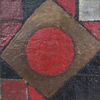 'Abstract Composition' (1959). 52cm x 49cm. Oil on Sackcloth on Board. POA