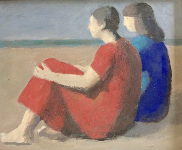 'Seated Figures on Beach' (2005). Oil on Board. 28cm x 36cm. Signed verso. Please Enquire.