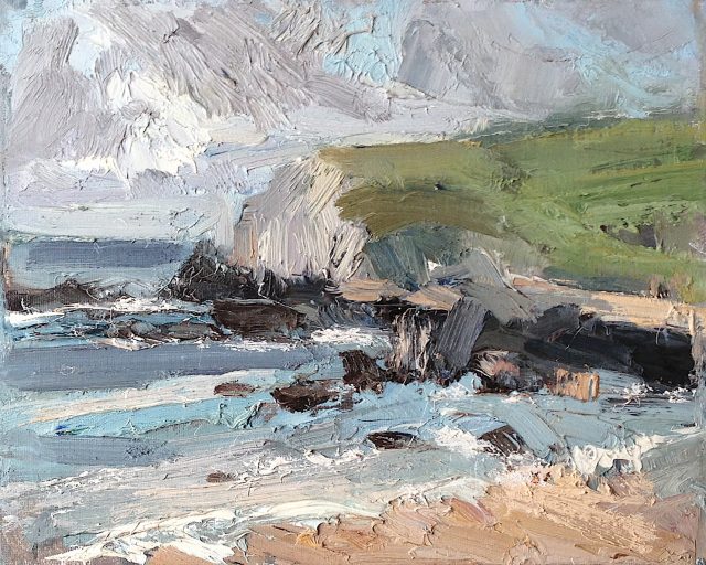 'White Lady Bay, Anglesey' (2012) by Ian Norris. Oil on Board. 24cm x 30cm. £850