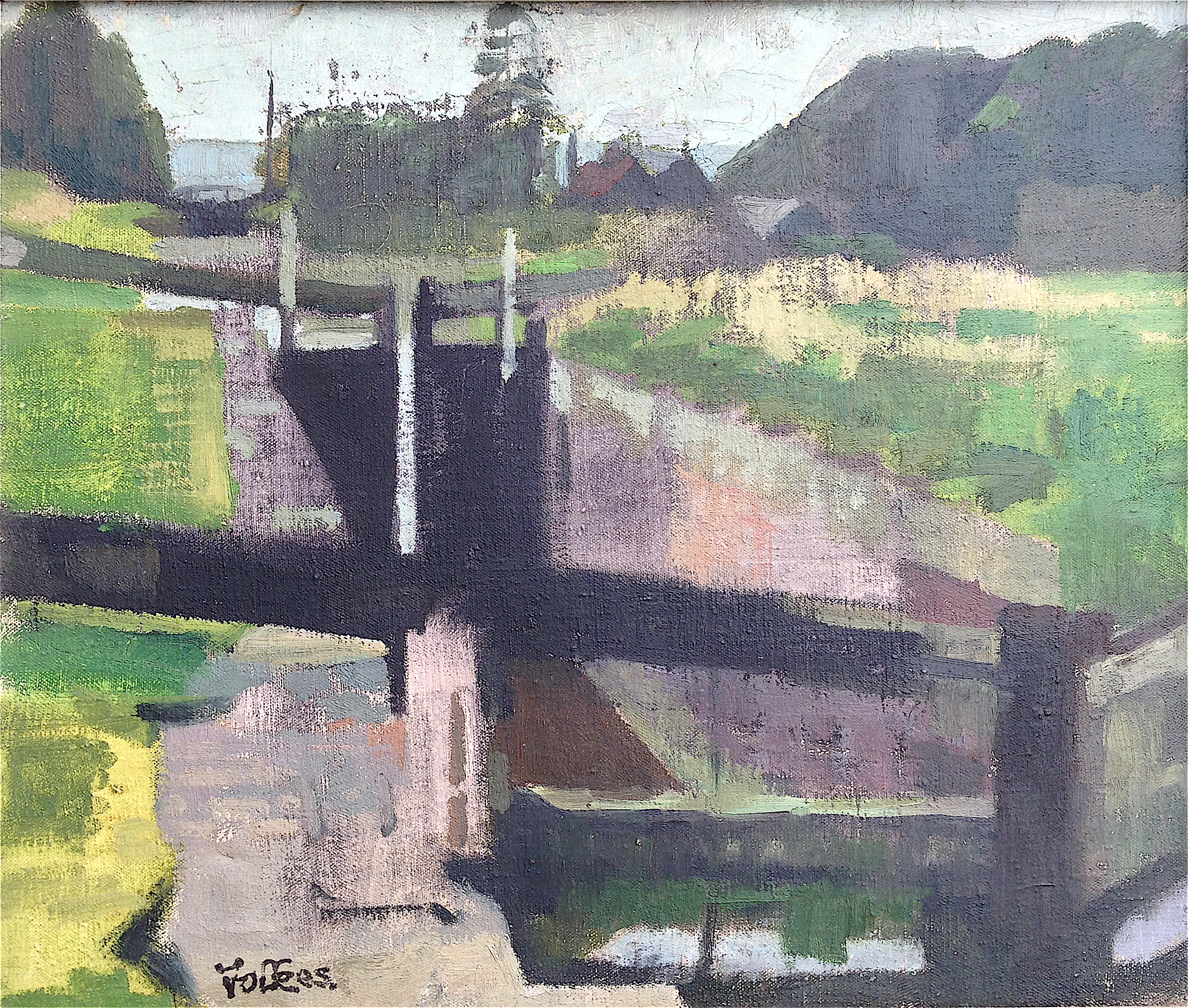 Gable Contemporary ‘Lock near Devizes’ by Peter Folkes. 30cm x 36cm