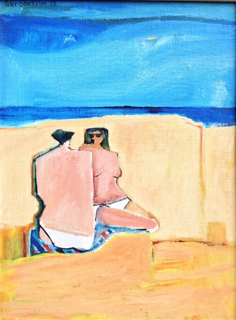 'Beach in July' (1973). 60cm x 44cm. Oil on Canvas Board. SOLD
