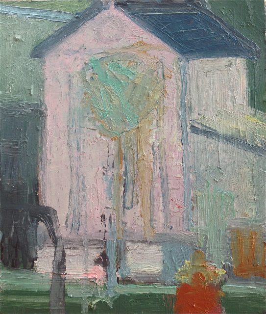 'The Pink Shed' (2011). Oil on Board. 25cm x 22cm. POA