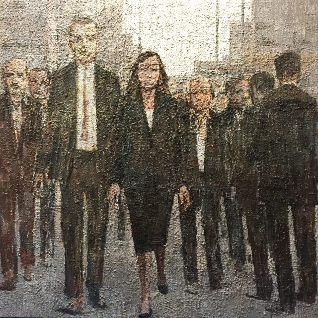 'Life in the City'. 183cm x 183cm. Oil on Board. SOLD