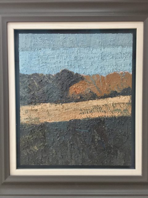 'Landscape - Evening Sun'. Oil on Board. 34cm x 29cm. POA