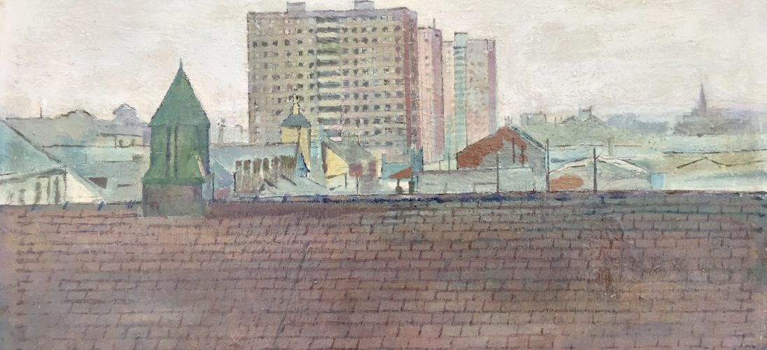 'The New Flats'. Oil on Board. 18 cm x 28 cm. SOLD