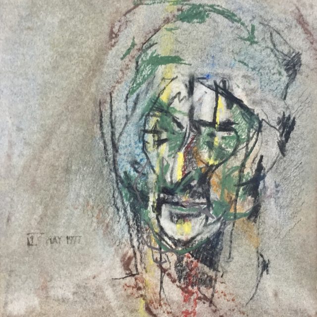 'Head of Dante' (1977). Crayon on Paper. 11.5cm x 10cm. POA