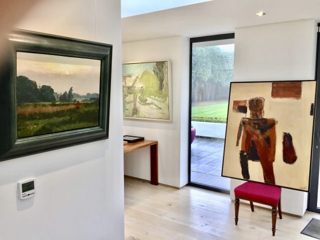 'Sunset in Suffolk' by Margaret Green and 'Figure II' (1962) by Alistair Park.