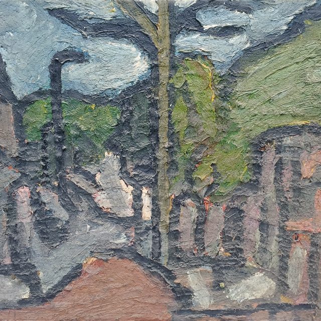 'South End Green' (1975). Oil on Board. 92cm x 122cm. SOLD