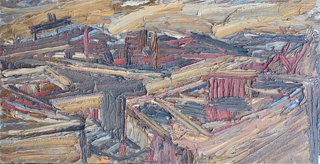 'Roof Tops from St. Martins' (1966). Oil on Board. 56cm x 106cm. POA