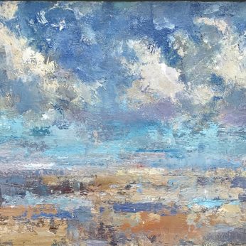 'Summer Clouds' (2016). Oil on Board. 25cm x 30cm behind non-reflective glass. SOLD