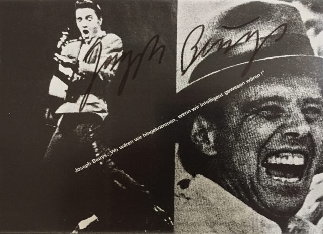 'Elvis - Beuys' (1982). 10.5cm x 15cm. Offset print on postcard. Signed.
