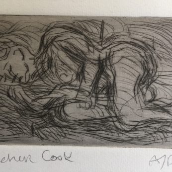 'Reclining Nude'. Drypoint Etching. Artist's Proof. 6cm x 10cm. Framed behind Clarity non-reflective glass. POA