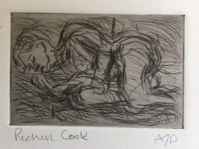 'Reclining Nude'. Drypoint Etching. Artist's Proof. 6cm x 10cm. Framed behind Clarity non-reflective glass. POA