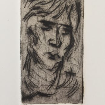 'Portrait'. Drypoint Etching. Artist's Proof. 7cm x 4cm. Framed behind Clarity non-reflective glass. POA