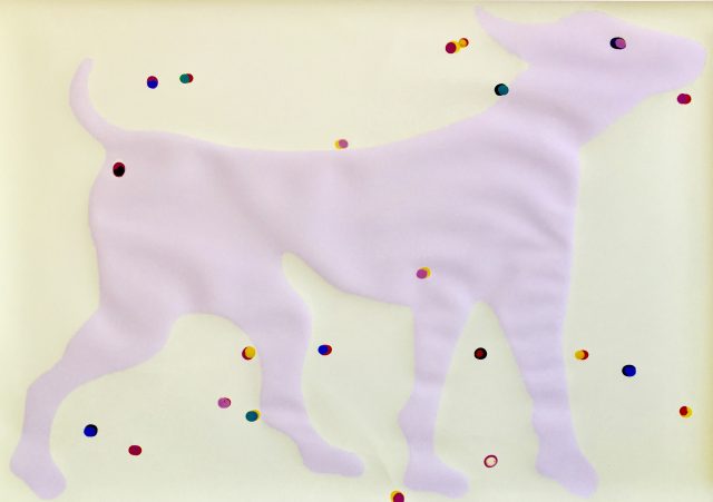 'Ghost Dog' (2001). 22 dot version. 70cm x 100cm. Colour serigraph with fluorescent (night-glow) printer's ink and acrylic on vellum. Signed verso. Individually hand finished. POA