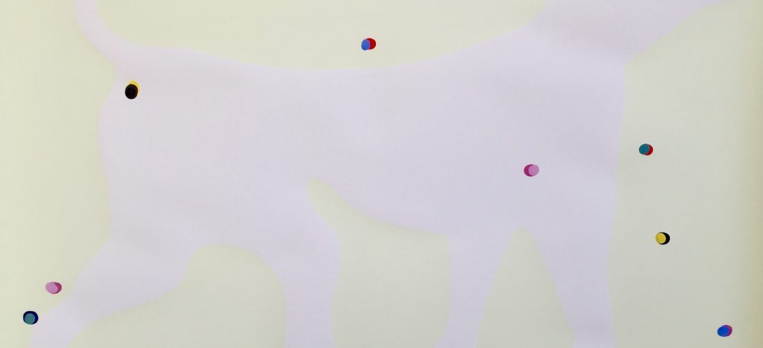 'Ghost Dog' (2001). 17 dot version. 70cm x 100cm. Colour serigraph with fluorescent (night-glow) printer's ink and acrylic on vellum. Signed verso. Individually hand finished. POA