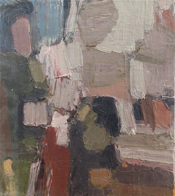 'Composition with Figures' (2012). 40cm x 36cm. Oil on Board. SOLD