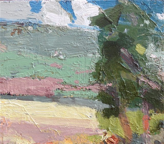 'Summer Landscape - Late Morning' (2014). 22cm x 25cm. Oil on Board. SOLD