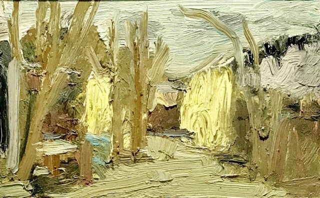 'Late Summer Landscape' (1995). Oil on Board. 13cm x 20cm. SOLD
