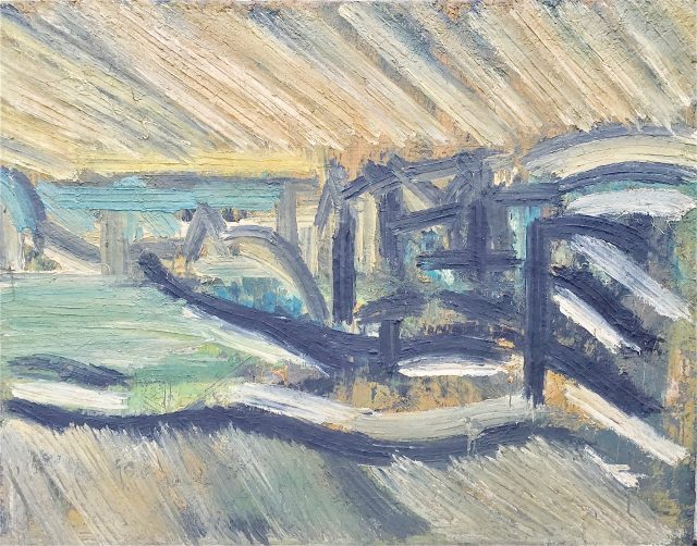 'View of Newlyn' (1982). Oil on Board. 116cm x 146cm. POA