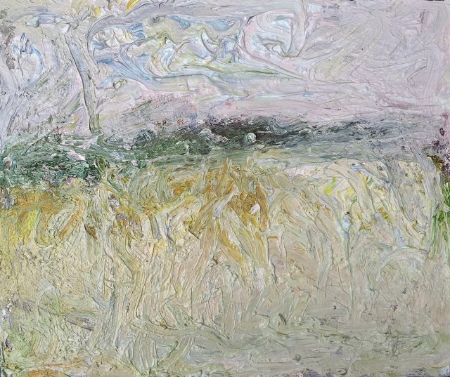 'Fields Near Dartington' (2014). Oil on Board. 25cm x 31cm. SOLD