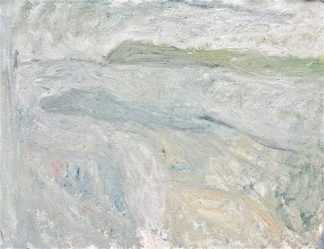 'Grey Headland' (2000). As exhibited in Tate St. Ives solo exhibition. 122cm x 158cm. Oil on Board. SOLD