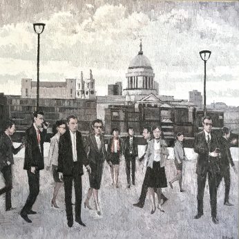 'St Paul's from the South Bank.' (2018). Oil on Board. 180cm x 180cm within hand laid, white gold leaf frame. £24,000 (London CARBON Collection at Watford FC)